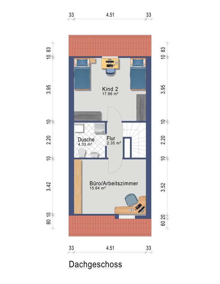 Grundriss DG - Möbiliert - Küt