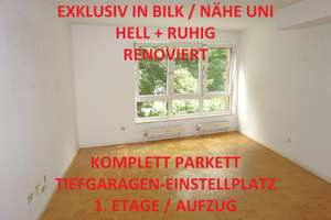 EXKLUSIV BILK NÄHE UNI HELL + RUHIG RENOVIERT KOMPLETT PARKETT DUSCHBAD TG-STELLPL. 1.OG / AUFZUG – Himmelgeister Straße 189, 40225 Flehe, Düsseldorf – Vorschaubild 1