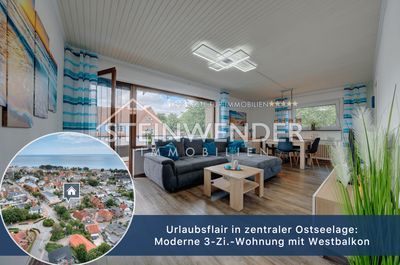 Urlaubsflair in zentraler Ostseelage: Moderne 3-Zi.-Wohnung mit Westbalkon
