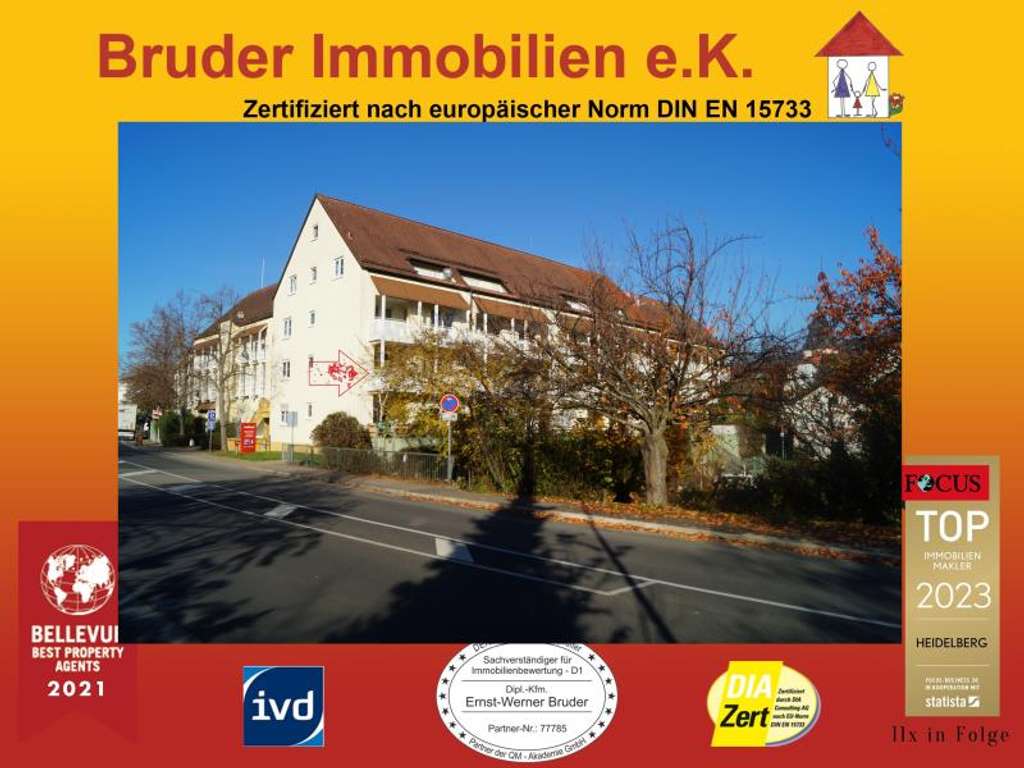 Immobilie in Leimen - Leimen: 3 ZKB mit TG-StPl und Südbalkon, 1.OG, Kurpfalz-Centrum,  keine Käufer-Prov., LEER - Bild 0
