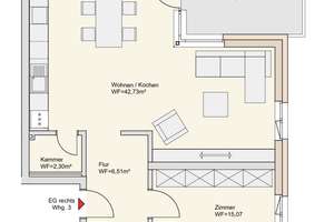 Attraktive gehobene 2-Zimmer-Wohnung mit Balkon und Garten in Gelnhausen – Röther Wingertstraße 31, 63571 Gelnhausen – Vorschaubild 2