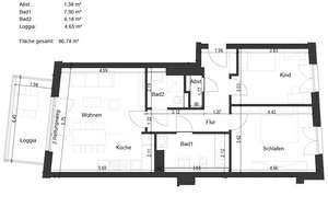 Ruhiges Wohnen in der Innenstadt: Moderne 3-Zimmer Wohnung mit Balkon und EBK – Worringer Straße 18, 40211 Stadtmitte, Düsseldorf – Vorschaubild 11