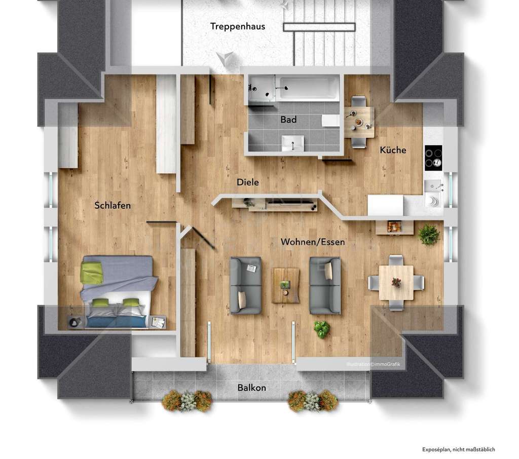 Immobilie in Rietberg - Helle Dachgeschosswohnung mit Balkon in Rietberg – gepflegtes 6-Familienhaus - Bild 3