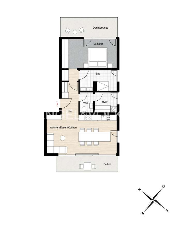 Grundriss mit Bad en Suite ...