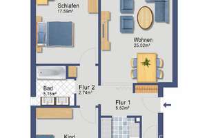 Helle 3-Zimmer-Wohnung mit Balkon &amp; Garage in Darmstadt-Arheilgen – Die vollständige Adresse der Immobilie erhältst du vom Anbieter., 64291 Arheilgen, Darmstadt – Vorschaubild 2