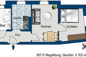 gemütliche 2-Zimmer Wohnung frisch renoviert – 39112 Leipziger Straße, Magdeburg – Vorschaubild 2