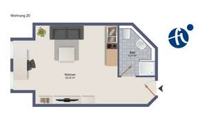 1-Zimmer-Wohnappartement in BOCHUM inkl. Möbel und Stellplatz – Hattingerstr. 854, 44879 Linden, Bochum – Vorschaubild 7