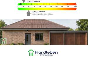 Neubau-Erstbezug: Barrierefreier A+ Bungalow als Doppelhaushälfte in Westrhauderfehn (WE2) – Papenburger Str. 59, 26817 Rhauderfehn – Vorschaubild 1