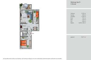 Gemütliche 3-Raum-Wohnung mit EBK & Süd-West Balkon in ruhiger, grüner Lage! – Am Bernsdorfer Hang 17, 9126 Bernsdorf, Chemnitz – Vorschaubild 1