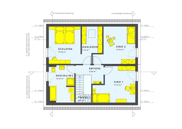 Grundriss Dachgeschoss DN38 mi