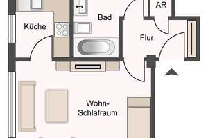 ***IDEAL FÜR SINGLES-TOLLE 1 ZIMMERWOHNUNG NÄHE HOFGARTEN*** – Feldstr. 19, 40479 Pempelfort, Düsseldorf – Vorschaubild 6