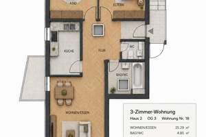 Sonnenverwöhnte Dachgeschosswohnung ohne Schrägen in ruhiger Wohnlage inkl. 2 TG Stellplätze – Die vollständige Adresse der Immobilie erhältst du vom Anbieter., 89231 Neu-Ulm – Vorschaubild 2