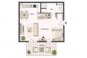 1-Raum-Apartment mit Terrasse | Fußbodenheizung | Einbauküche | ebenerdige Dusche – 4315 Anger-Crottendorf, Leipzig – Vorschaubild 7