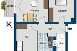 3. Zimmerwohnung in Waldstadt – Johannes-R.-Becher Str. 54, 14478 Waldstadt I, Potsdam – Vorschaubild 2