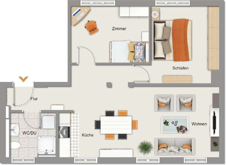 Grundriss Wohnung-Nr. 2 OG 68m