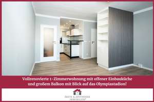 Vollrenovierte 1-Zimmerwohnung mit Einbauküche und großem Balkon mit Blick auf das Olympiastadion!