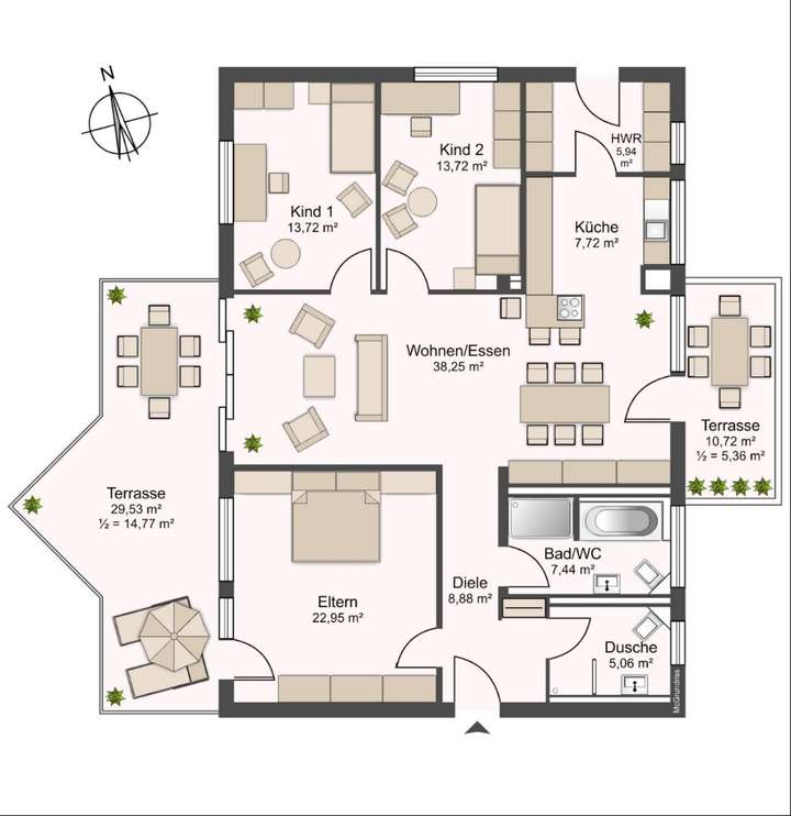 Idealer Grundriss vom Erdge...