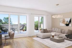 Moderne Neubau-Penthousewohnung | Blick ins Grüne | 3 Zimmer | Dachterrasse | KFW40 QNG