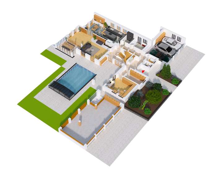 3D-Grundriss EG mit Einrich...