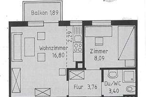 Helle 2-Zimmer-Single-Wohnung mit Balkon im 1. OG in Augsburg Bärenkeller