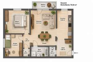 3-Zi.-Whg. mit Balkon – Coerheide 18, 48157 Coerde, Münster – Vorschaubild 7