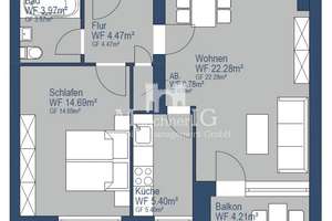 MÜNCHNER IG: Schöne 2-Zimmer-Wohnung über den Dächern Münchens mit Balkon und TG-Stellplatz – 80935 Lerchenau-Ost, München – Vorschaubild 12