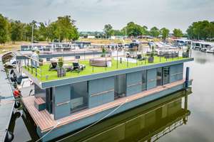LUXUS Hausboot - 3 Etagen - 100m² Wohnen + 120 m² SONNENTERRASSE - Kamin, Kino, komplett individuell