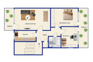 Gut geschnittene, helle 3-Zimmer-Wohnung mit 2 Balkonen in Hamburg-Bramfeld – Die vollständige Adresse der Immobilie erhältst du vom Anbieter., 22179 Bramfeld, Hamburg – Vorschaubild 11