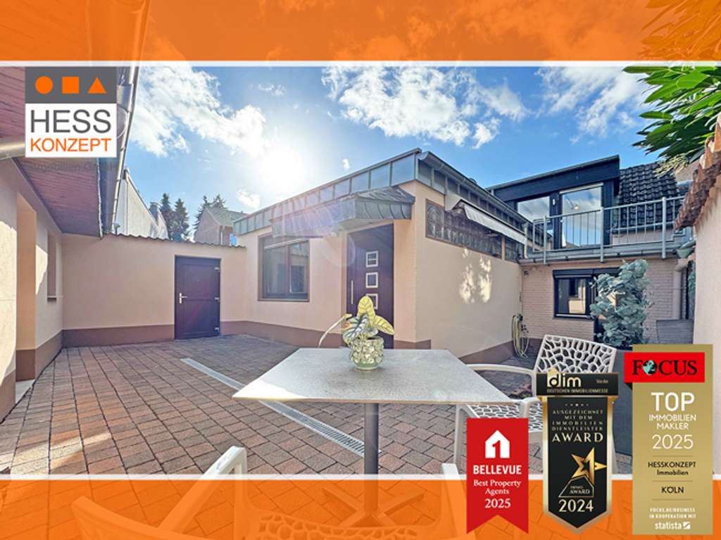 Immobilie in Hürth - PROFI-FILM ANSCHAUEN: Freistehend, mit tollem Innenhof statt Garten! Leben inkl. Garage+Nebengebäude - Bild 0