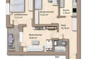 Helle 3-Zimmer-Wohnung mit Einbauküche, Loggia und TG in München-Schwabing – 80804 Münchner Freiheit, München – Vorschaubild 7