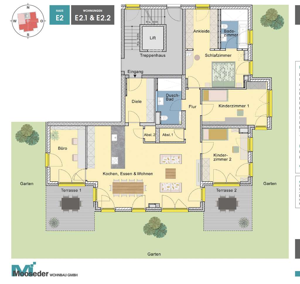 MEISTERSTÜCK | Jetzt vormerken: 5 Zimmer Gartenwohnung mit umlaufendem Privatgarten | E2.1 und E2.2