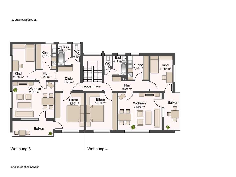 1. OG: Wohnung 3 und 4