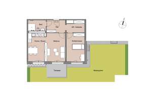 barrierefreie Neubauwohnung mit Garten und Ankleidezimmer