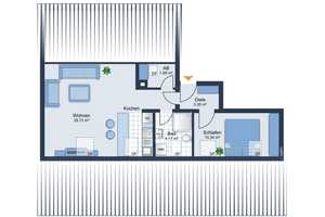 Wohnen mit Blick über die Stadt: Helle 2-ZKB-Dachgeschosswohnung mit EBK am Rande der Innenstadt – Augsburg – Vorschaubild 7