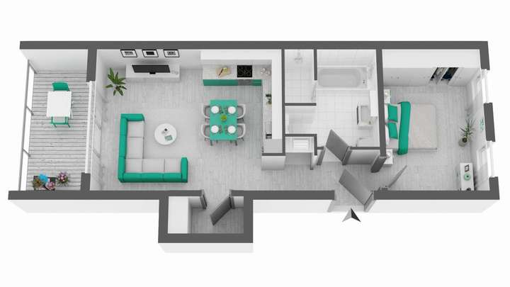 Grundriss - ca. 57 qm Wfl.