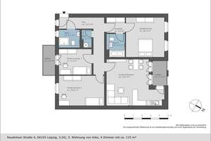 Großzügiges Wohnen im Grafischen Viertel – 4-Raum-Wohnung mit Masterbedroom und Bad en Suite – Reudnitzer Straße 4, 4103 Zentrum-Ost, Leipzig – Vorschaubild 8
