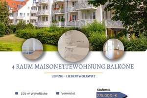 4-Zimmer-Wohnung mit Tiefgaragenstellplatz & 2 Balkone – Solide Kapitalanlage in neuwertigem Zustand – Die vollständige Adresse der Immobilie erhältst du vom Anbieter., 4288 Liebertwolkwitz, Leipzig – Vorschaubild 1