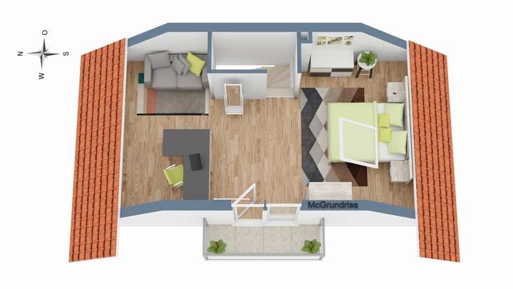 3D Grundriss des Dachgeschosse