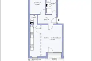 Stilvolle, neuwertige 2-Zimmer-Wohnung mit Balkon und EBK in Berlin – Plönzeile 31, 12459 Berlin – Vorschaubild 2