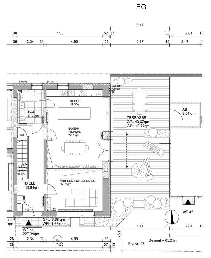 Grundriss EG mit Terrasse