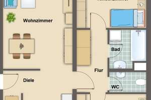 Attraktive möblierte 3-Zimmer-Wohnung mit Einbauküche, Balkon im Grünen & Tiefgarage – 51381 Lützenkirchen, Leverkusen – Vorschaubild 17