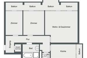 KA-Durlach | Optimal geschnittene 3-Zimmer-Whg im 6. OG mit zwei Balkonen & EBK / vermietet – Die vollständige Adresse der Immobilie erhältst du vom Anbieter., 76227 Durlach, Karlsruhe – Vorschaubild 3