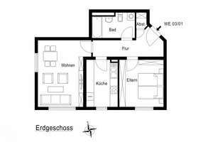 Stilvoll renovierte 2-Zimmer-Wohnung mit Parkett, Einbauküche und Tiefgarage in Berlin-Pankow – Die vollständige Adresse der Immobilie erhältst du vom Anbieter., 13156 Niederschönhausen, Berlin – Vorschaubild 6