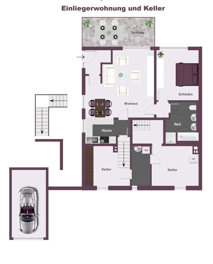 Einliegerwohnung und Keller...
