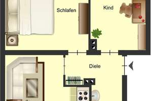 Große Wohnküche mit 2-Zimmer in Duisburg Wanheimerort – Fischerstraße 26, 47055 Wanheimerort, Duisburg – Vorschaubild 3