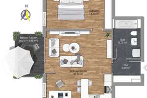 Wohnen mit Aussicht – Traumwohnung mit großzügigem Sonnenbalkon – Die vollständige Adresse der Immobilie erhältst du vom Anbieter., 80807 Neufreimann, München – Vorschaubild 14