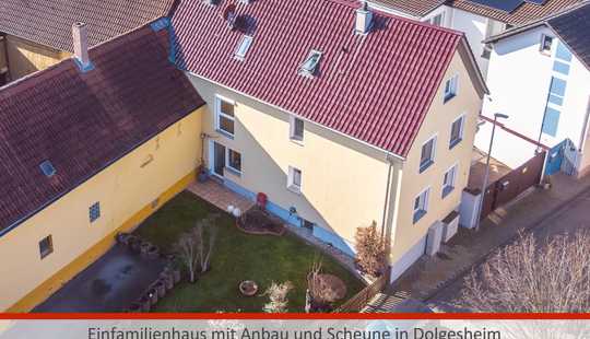 Bild von Modernisiertes Einfamilienhaus mit Anbau, Scheune und Gewölbekeller in Dolgesheim