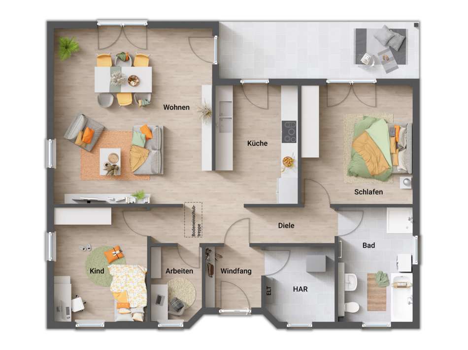 Grundrissbeispiel 4 Zimmer