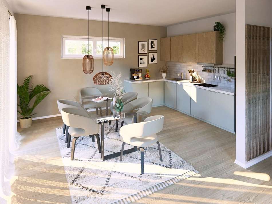 Ansicht Küche und Essbereich