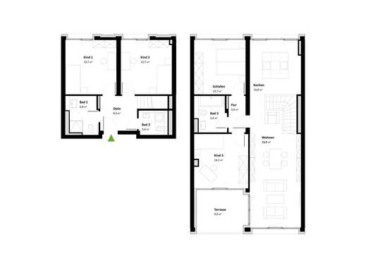 Wunderschöne 5-Zimmer-Maisonettewohnung mit Dachterrasse 